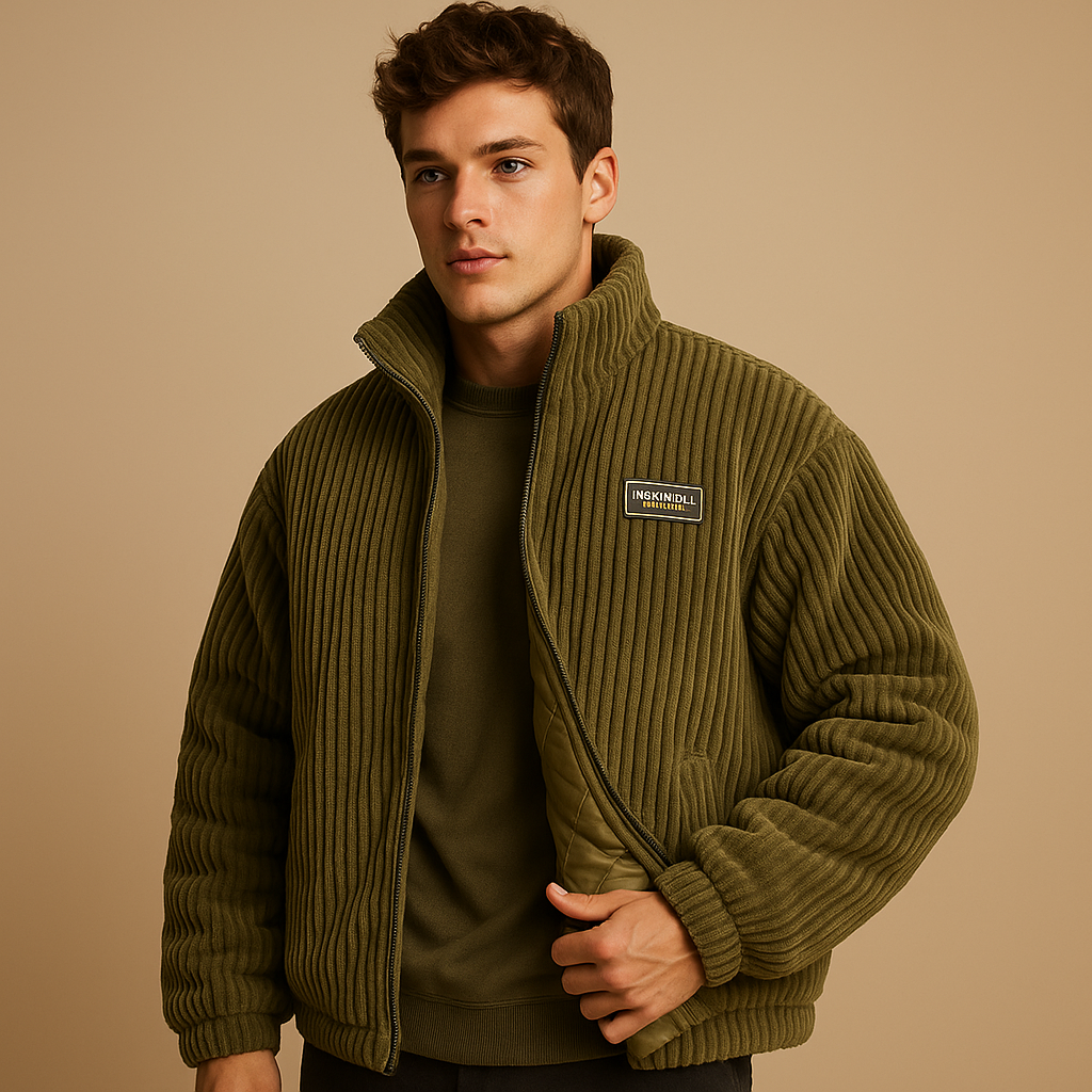 Men’s corduroy jacket with cotton lining and comfortable fit, suitable for cold days, casual outfits, and everyday wear.