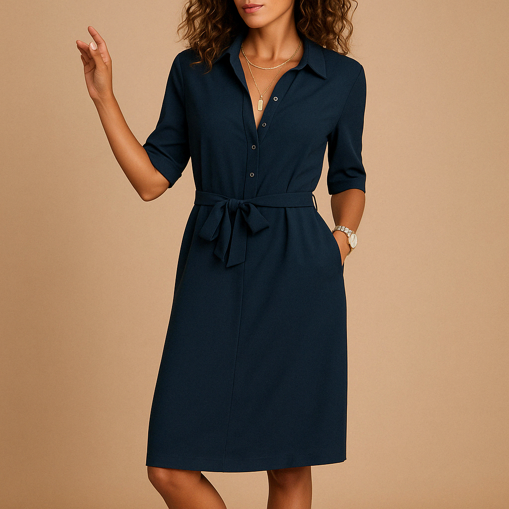Elegant women’s dress with modern cut and flattering fit, ideal for office wear, casual days, or evening occasions.