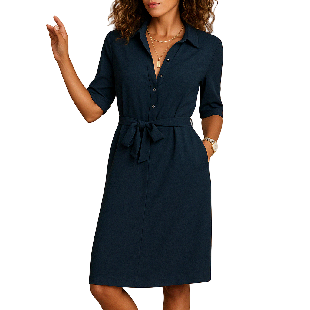 Elegant women’s dress with modern cut and flattering fit, ideal for office wear, casual days, or evening occasions.