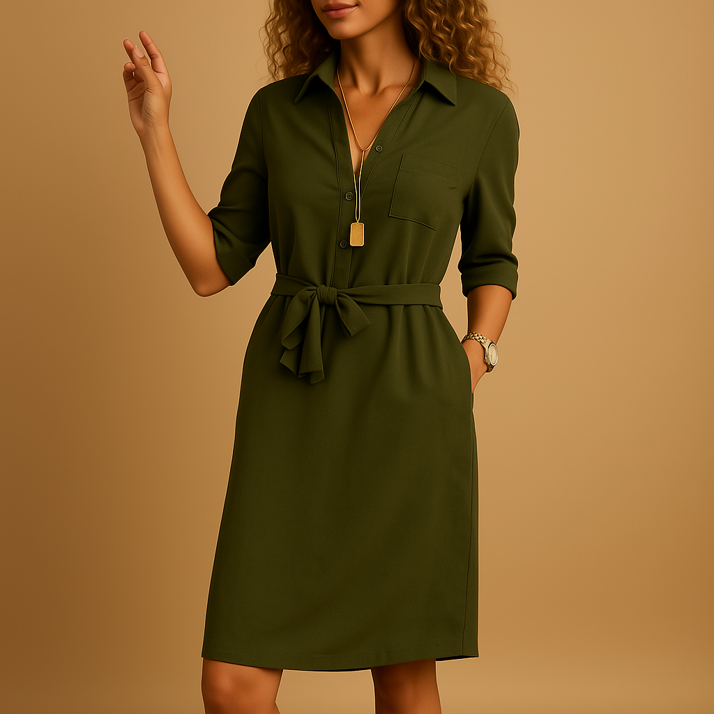Elegant women’s dress with modern cut and flattering fit, ideal for office wear, casual days, or evening occasions.