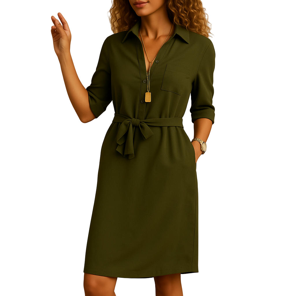 Elegant women’s dress with modern cut and flattering fit, ideal for office wear, casual days, or evening occasions.