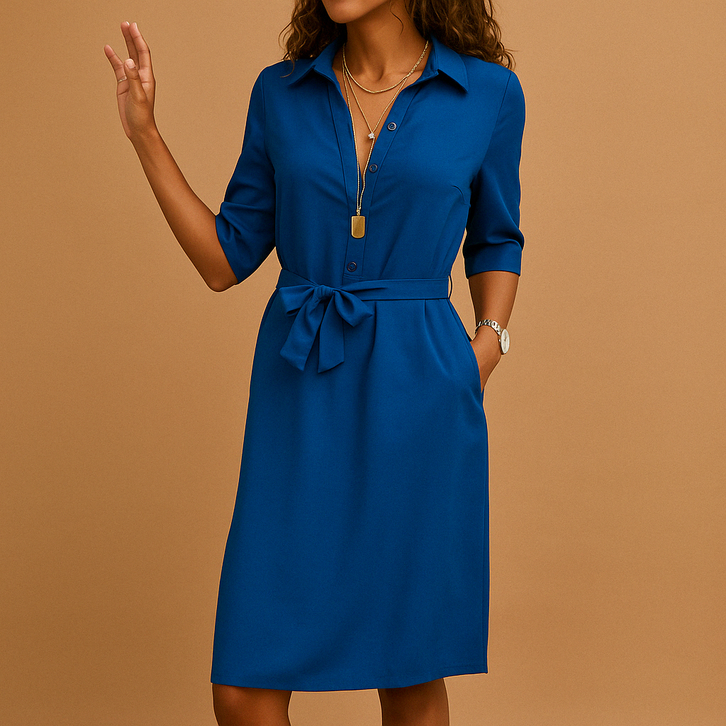 Elegant women’s dress with modern cut and flattering fit, ideal for office wear, casual days, or evening occasions.