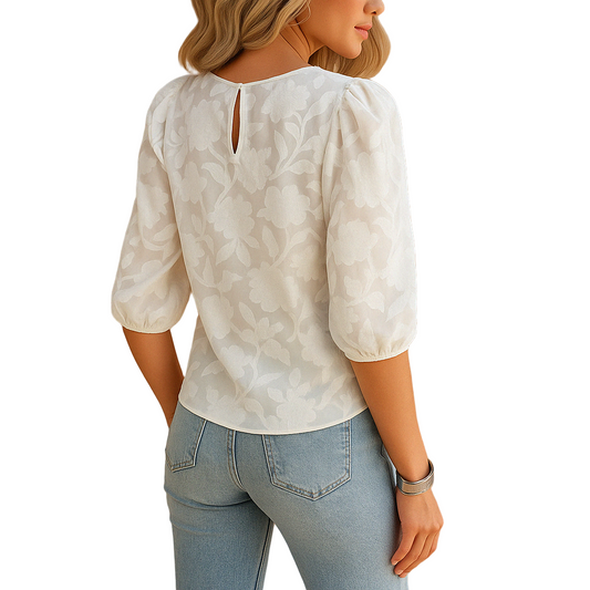 Elegant floral print blouse for women with a flattering fit, ideal for both casual and formal outfits.