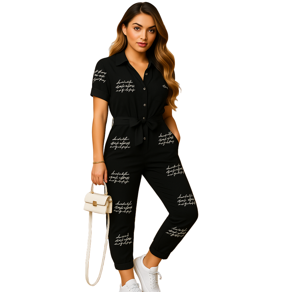 Tailored one-piece jumpsuit for women with flattering fit and button closure, perfect for workdays, brunch, or stylish evenings out.