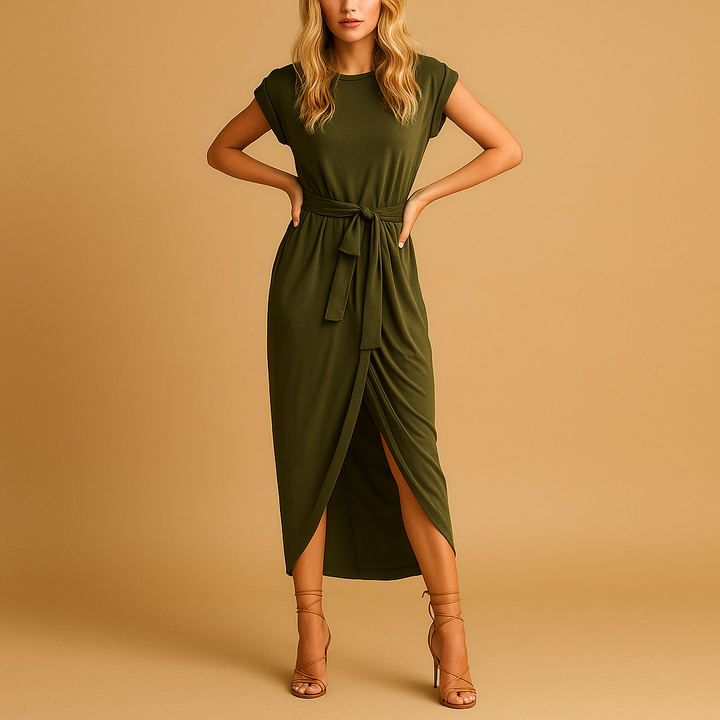 Casual lightweight summer dress for women with short sleeves and breathable fabric, ideal for warm weather and relaxed outings.