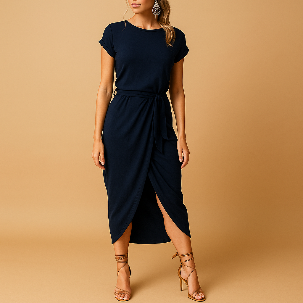 Casual lightweight summer dress for women with short sleeves and breathable fabric, ideal for warm weather and relaxed outings.