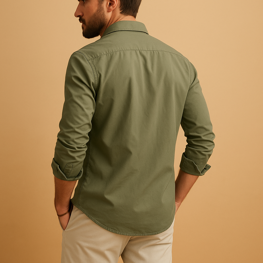 Classic versatile dress shirt for men with chest pocket and comfortable fit, ideal for work, formal occasions, and casual outfits.