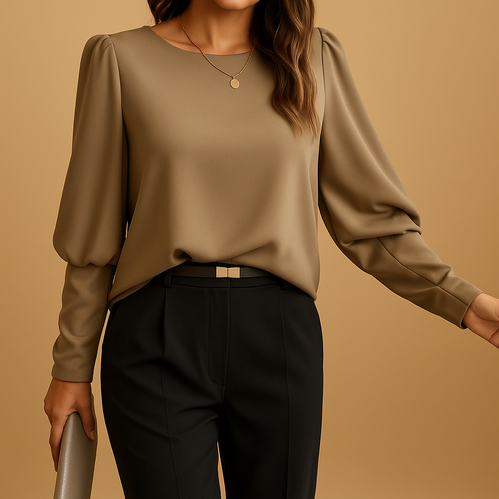 Women’s classic long-sleeve blouse with a breathable fabric and elegant fit, ideal for work, daily outfits, and layered autumn looks.