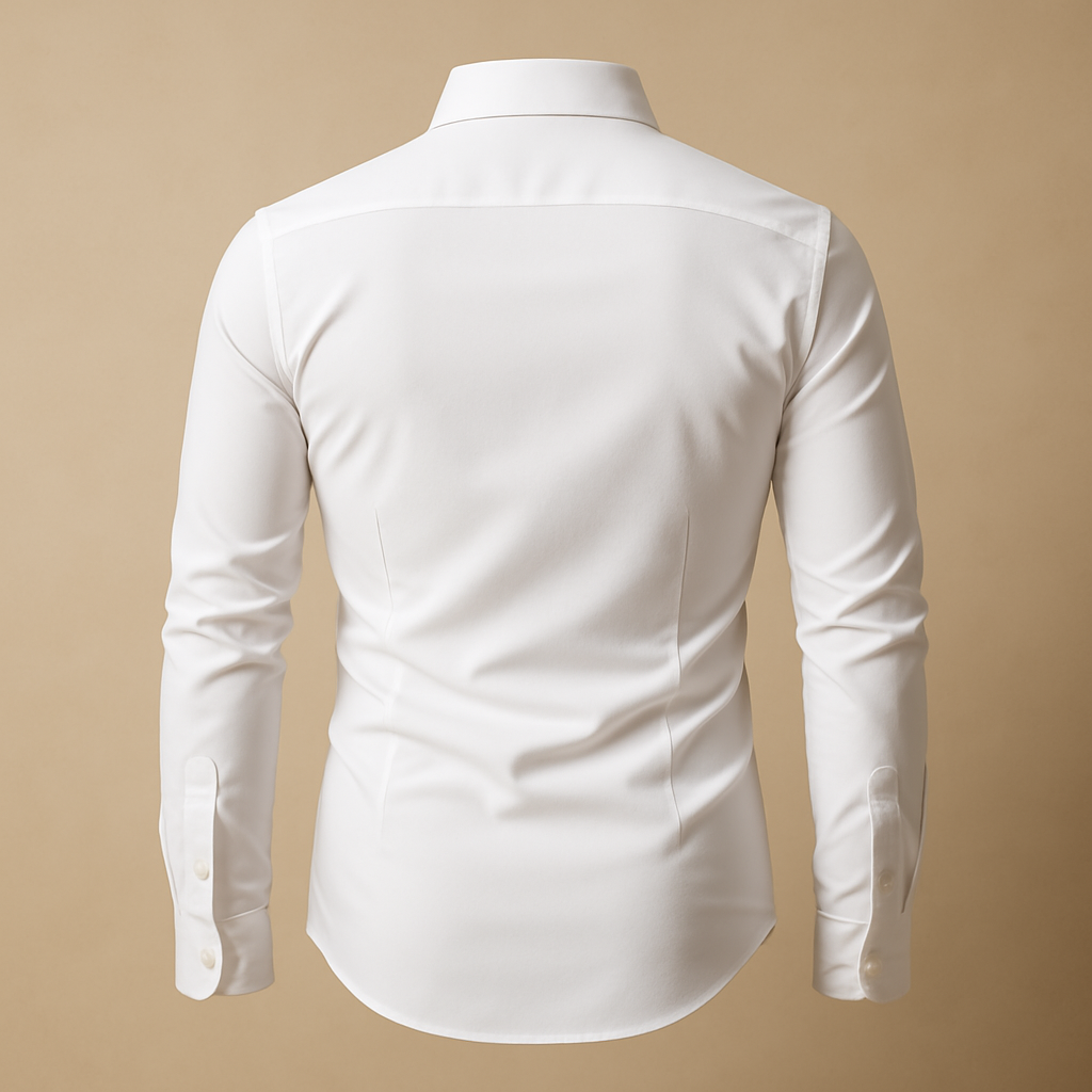 Elegant long sleeve dress shirt for men with a refined fit and classic design, ideal for formal occasions, evening dinners, and smart casual outfits.