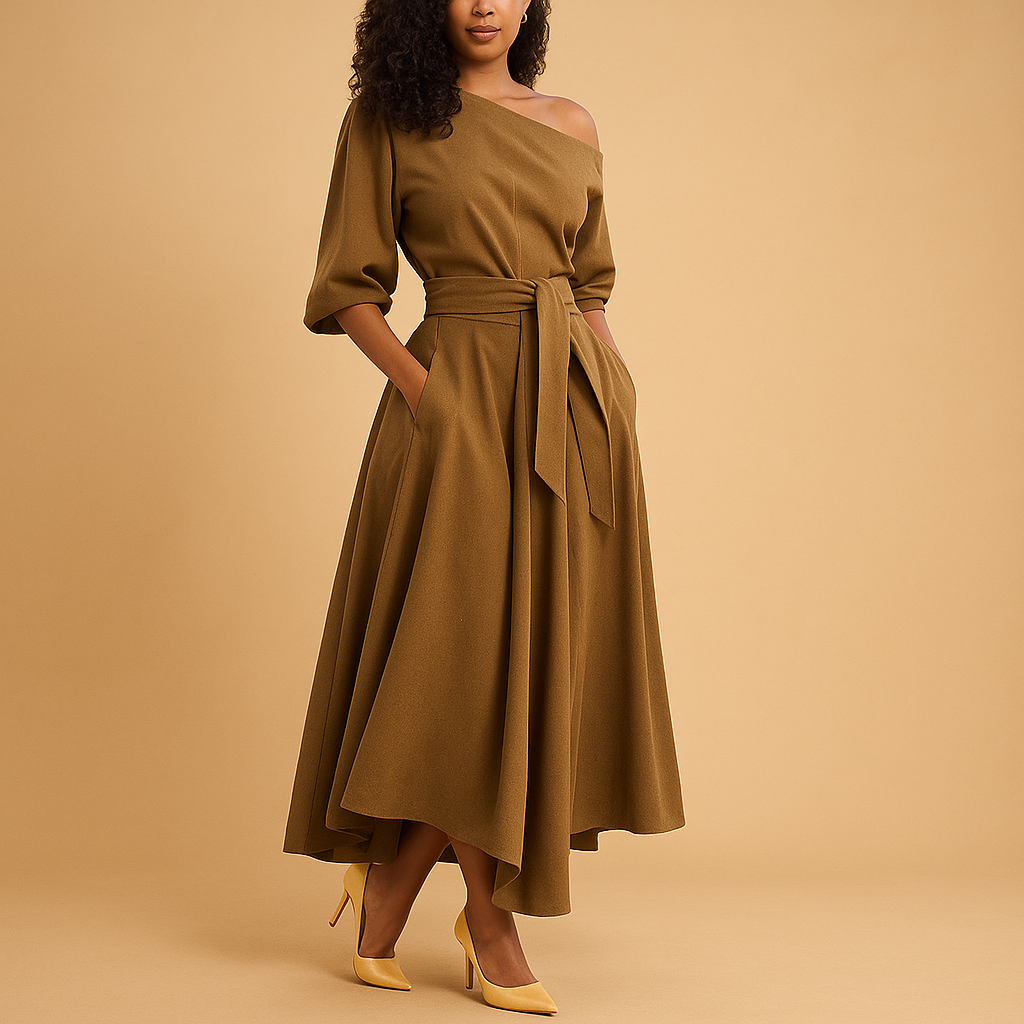 Women’s elegant waist tie dress with flattering silhouette, perfect for weddings, parties, day trips, and stylish everyday occasions.