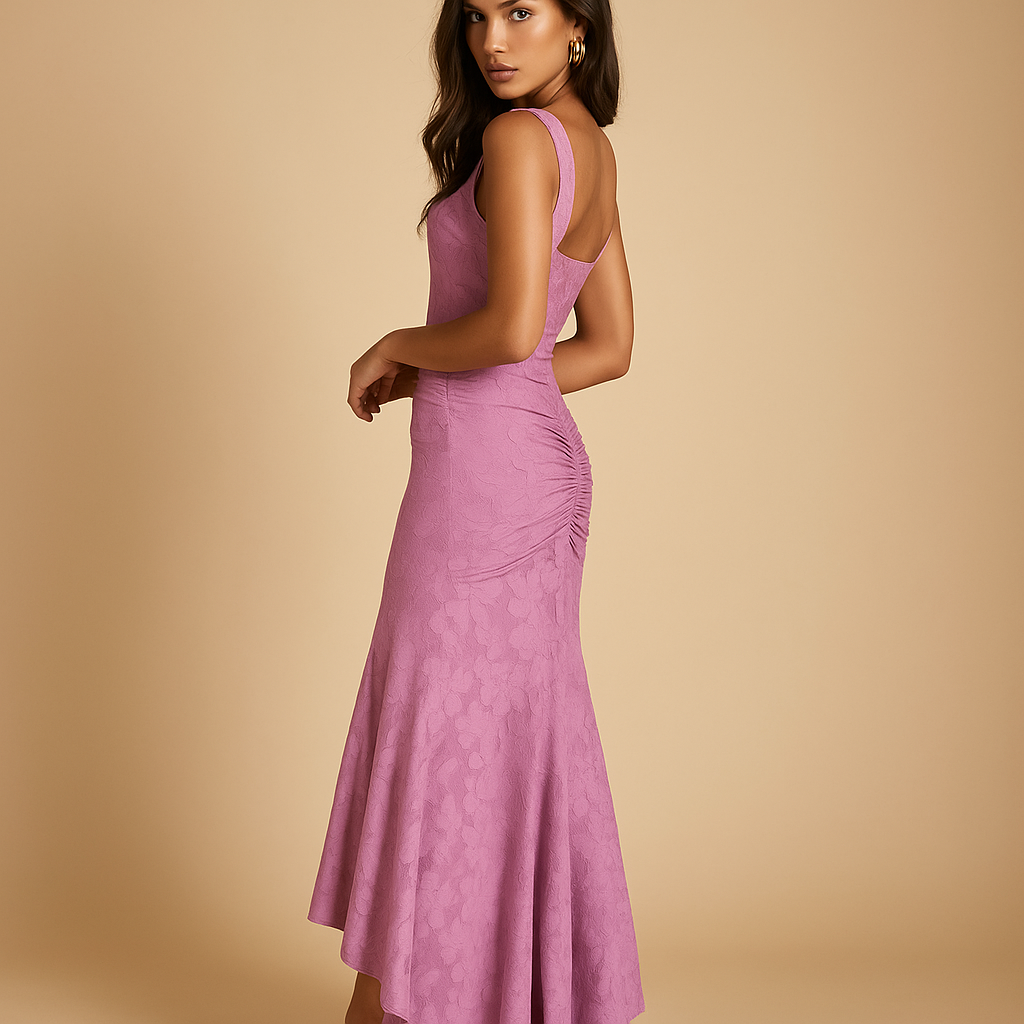 Women’s floral midi dress with lightweight fabric and flowing silhouette, perfect for brunches, garden parties, casual outings, and summer evenings.