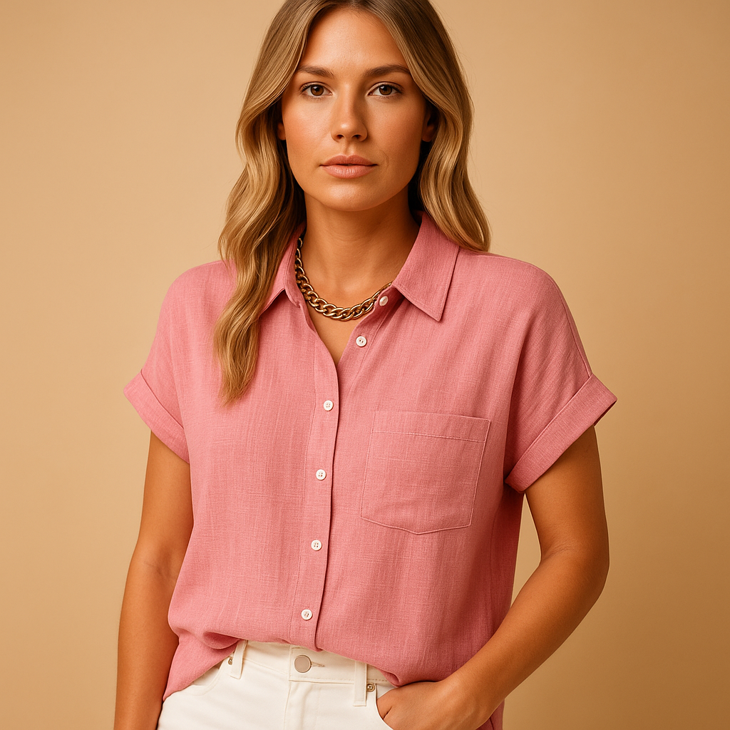 Women’s light summer blouse with breathable fabric and a casual-chic fit, perfect for warm days, casual looks and dressed-up outfits.
