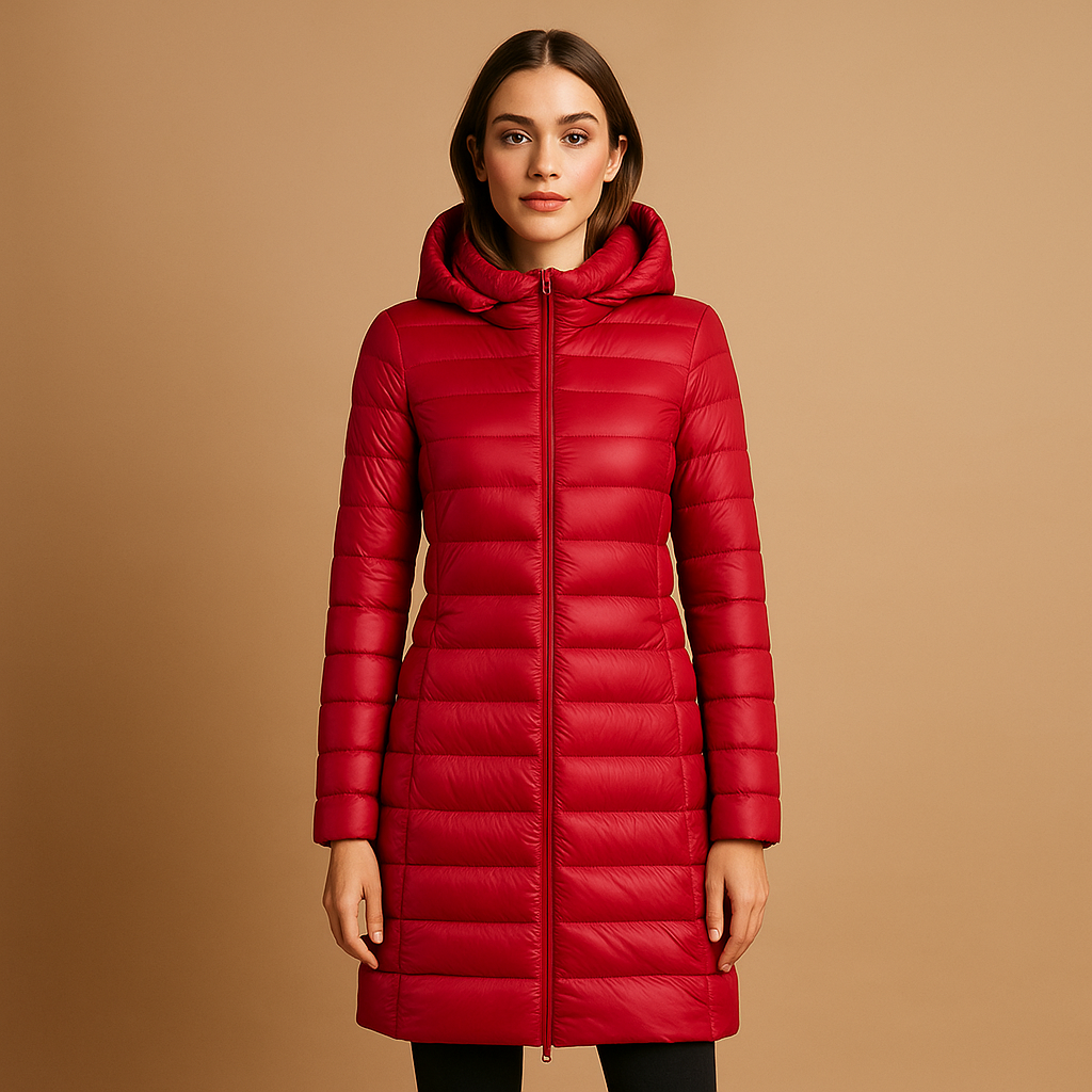 Lightweight padded jacket for women with long sleeves, warm airy structure, and modern streamlined cut, available in multiple seasonal colors.