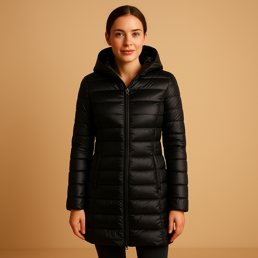 Lightweight padded jacket for women with long sleeves, warm airy structure, and modern streamlined cut, available in multiple seasonal colors.
