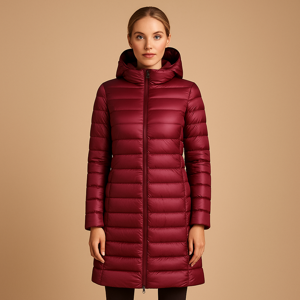Lightweight padded jacket for women with long sleeves, warm airy structure, and modern streamlined cut, available in multiple seasonal colors.