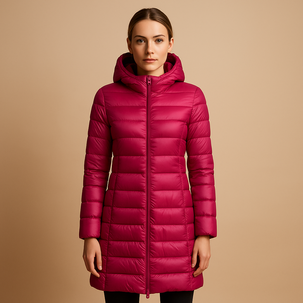 Lightweight padded jacket for women with long sleeves, warm airy structure, and modern streamlined cut, available in multiple seasonal colors.