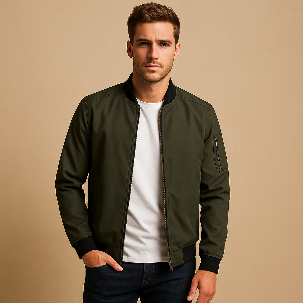 Men’s lightweight summer jacket with water-repellent finish and timeless design, suitable for casual walks and formal occasions.