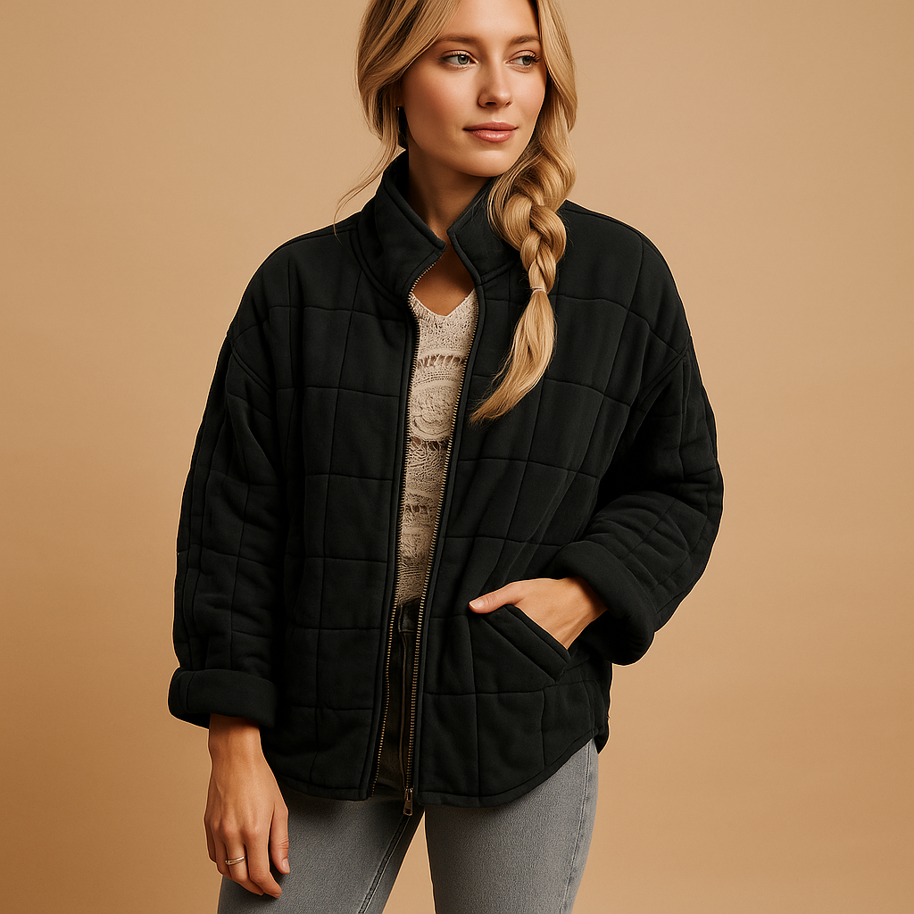 Women’s lightweight summer jacket with tailored fit, breathable fabric, and functional pockets, ideal for warm days and mid-season layering.