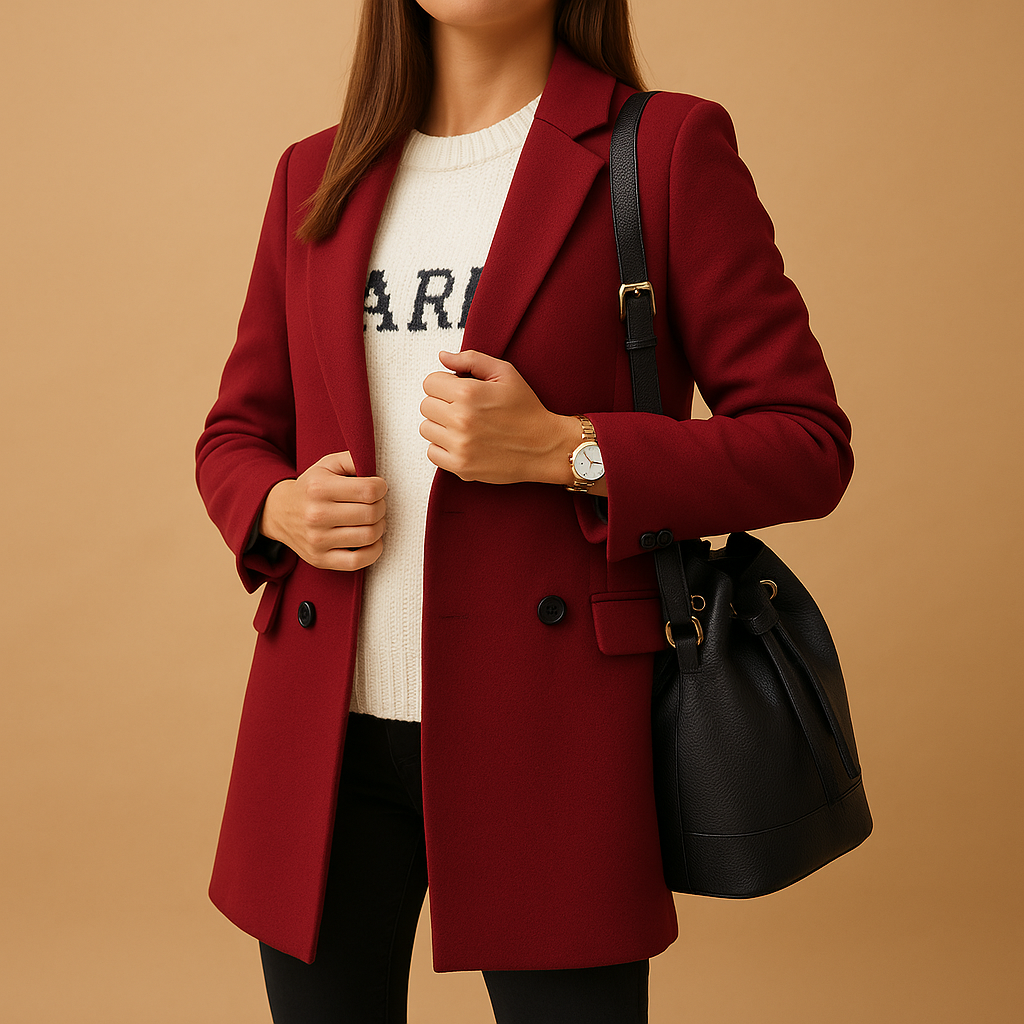Women’s long elegant jacket with a classic silhouette and refined finish, ideal for daily wear and stylish occasions.
