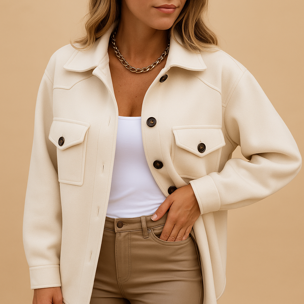 Woman wearing a long winter coat with a tailored silhouette and elegant cut, ideal for formal outfits and stylish winter layering.