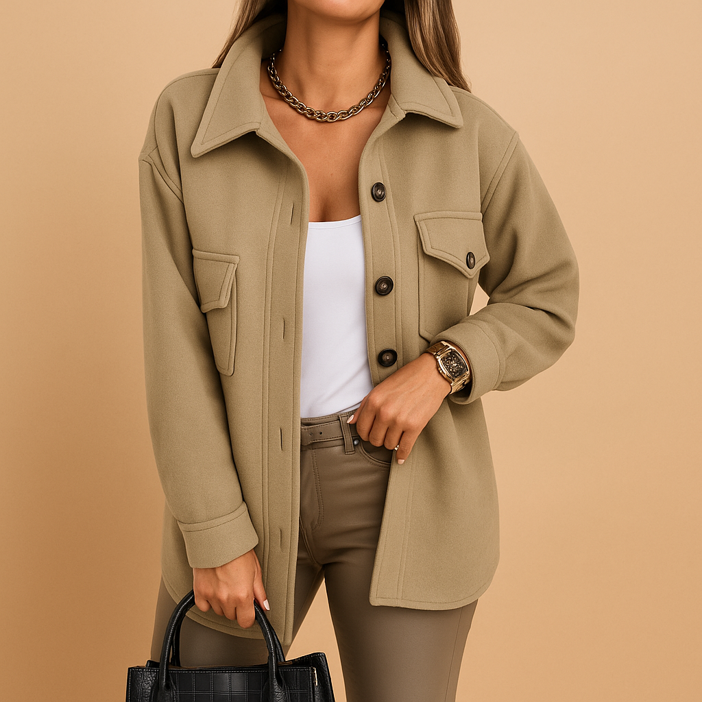 Woman wearing a long winter coat with a tailored silhouette and elegant cut, ideal for formal outfits and stylish winter layering.