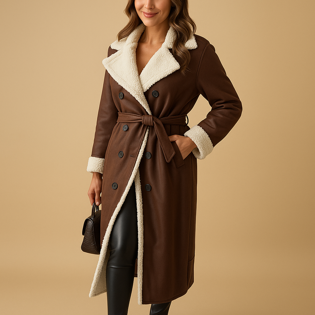Women’s long winter coat with warm quilted lining, full-length design, and modern fit, ideal for layering and cold-weather wear.