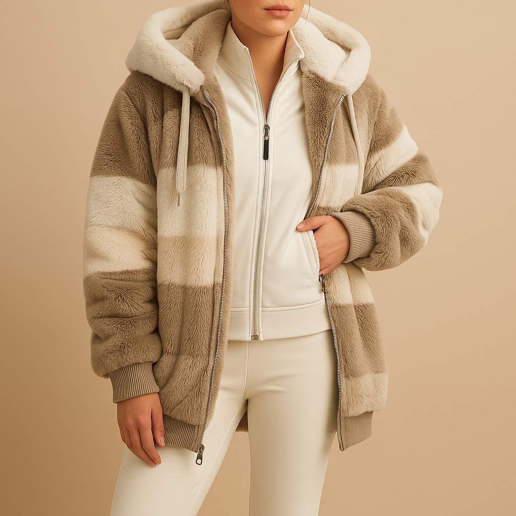 Women’s oversized vintage knit jacket with relaxed fit, soft warm texture, and side pockets, available in six retro-inspired colors.
