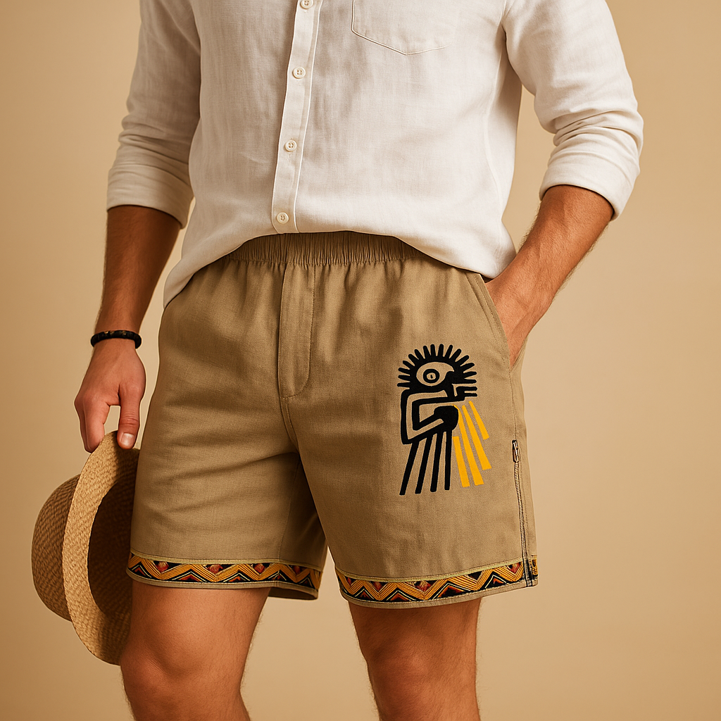 Men’s printed summer shorts with drawstring and elastic waistband, perfect for beach days, vacations, and casual summer outfits.