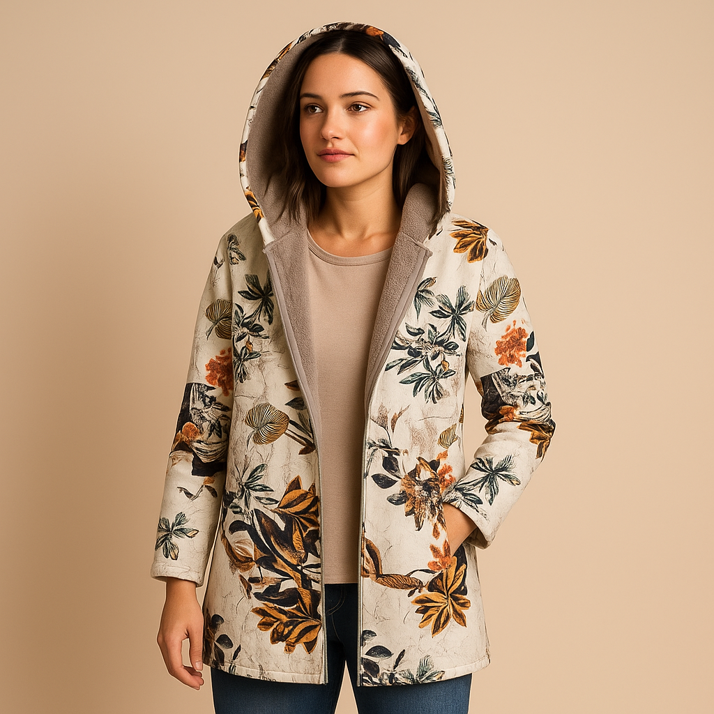 Women’s reversible thermal hooded jacket with lightweight insulation, moisture-regulating fabric, and flattering fit for cold-weather wear.