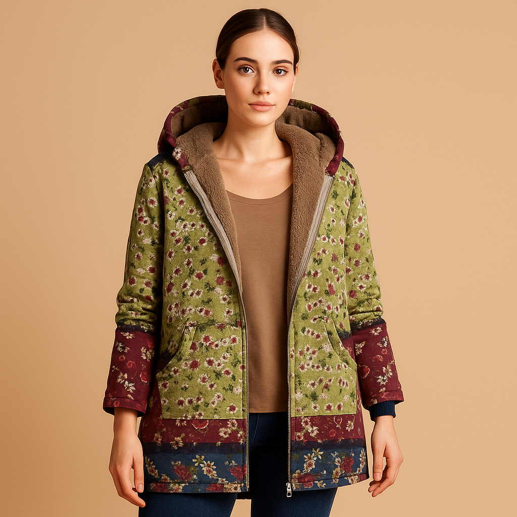 Women’s reversible thermal hooded jacket with lightweight insulation, moisture-regulating fabric, and flattering fit for cold-weather wear.