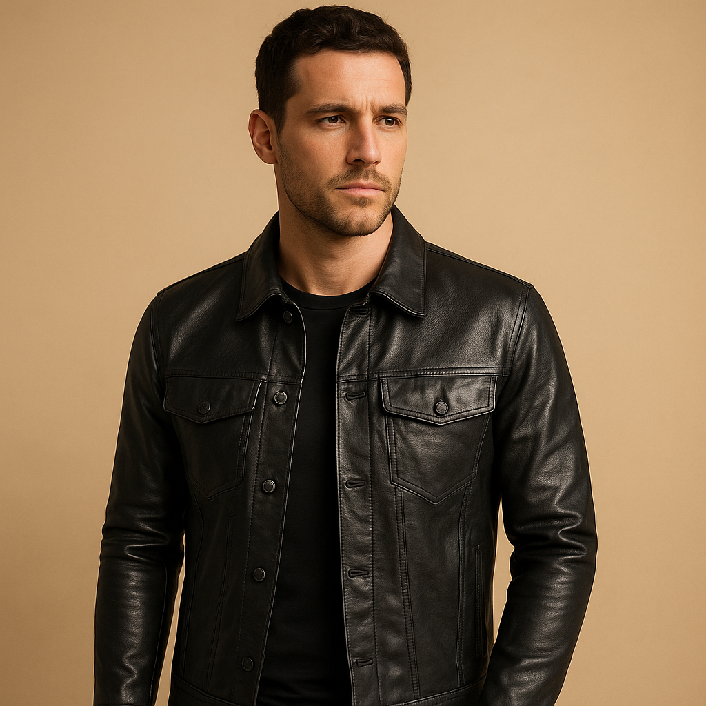 Men’s slim fit biker jacket with a classic biker design and modern streetwear details, offering lightweight comfort for everyday wear and casual outings.