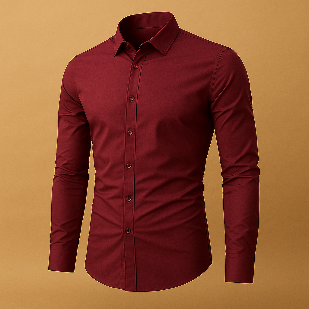 Slim fit cotton dress shirt for men with a tailored silhouette and breathable comfort, ideal for office wear, business meetings, and casual outfits.