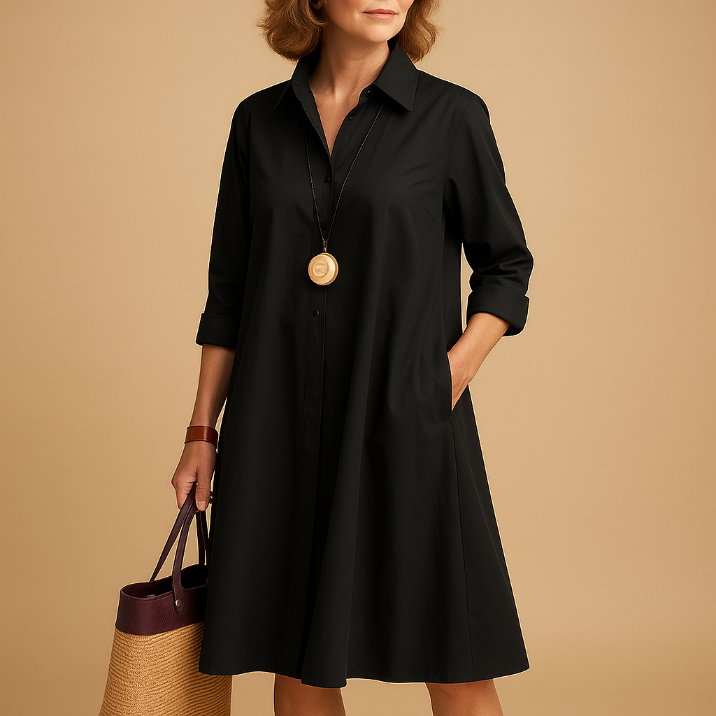 Women’s stretch polo dress with classic collar and fitted silhouette, ideal for office wear, daily outfits and smart-casual occasions.