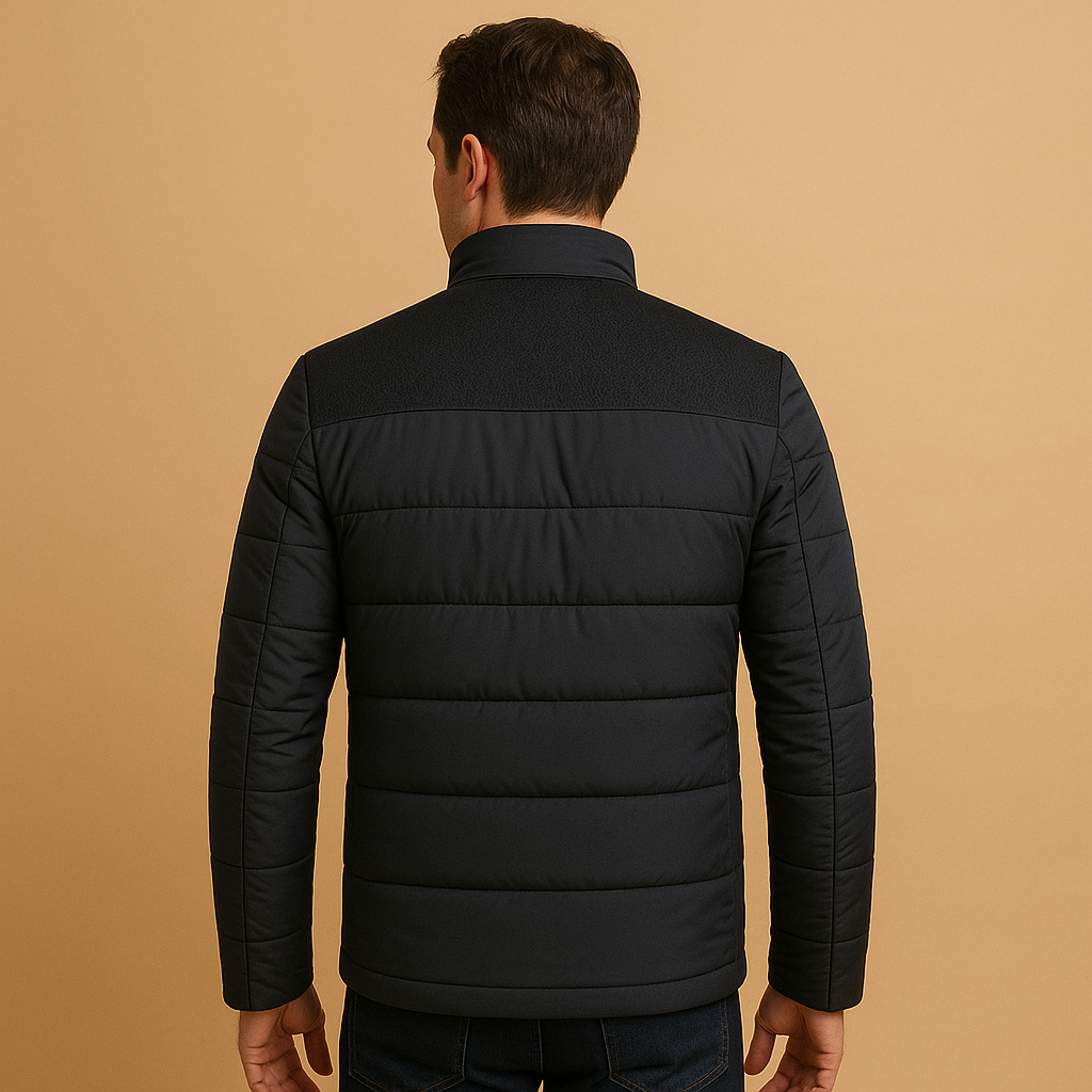 Men’s stylish fleece jacket with soft lining, high collar, and zip pockets, suitable for everyday wear, travel, and outdoor activities.