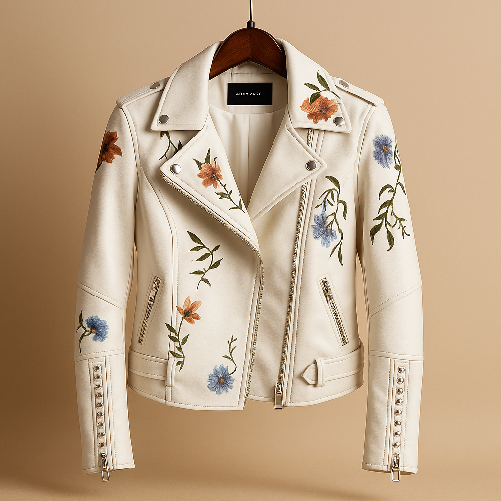 Woman wearing a tailored fitted jacket for women with a sleek silhouette and zipper pockets, styled for casual daytime and elegant evening outfits.