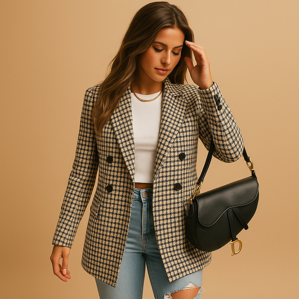 Timeless tailored women’s blazer with a modern refined silhouette, ideal for work, formal occasions, and stylish casual looks.