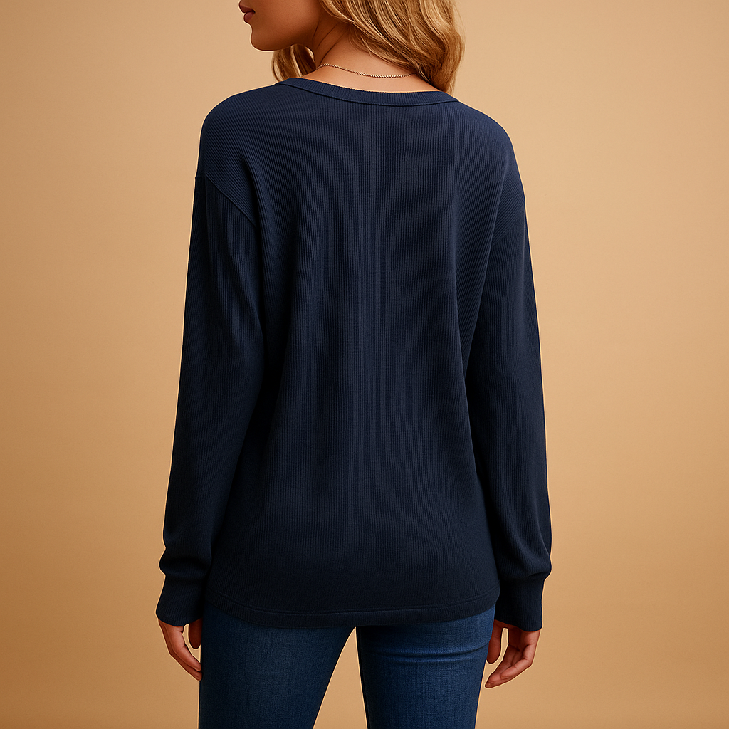 Women’s V-neck blouse with button details in multiple colors, featuring a loose and comfortable fit for daily and office wear.