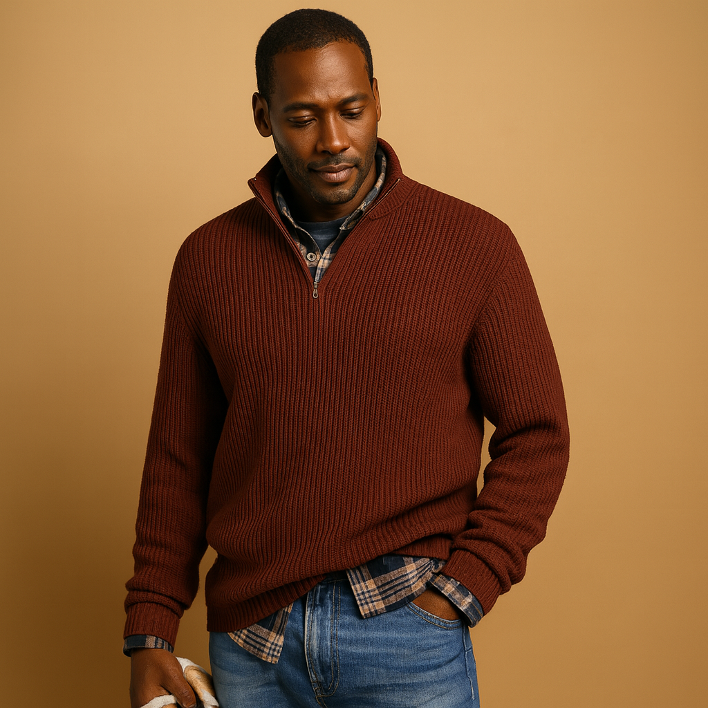 Men’s wool winter sweater with a timeless design, offering warm insulation and a comfortable fit for cold-season wear.
