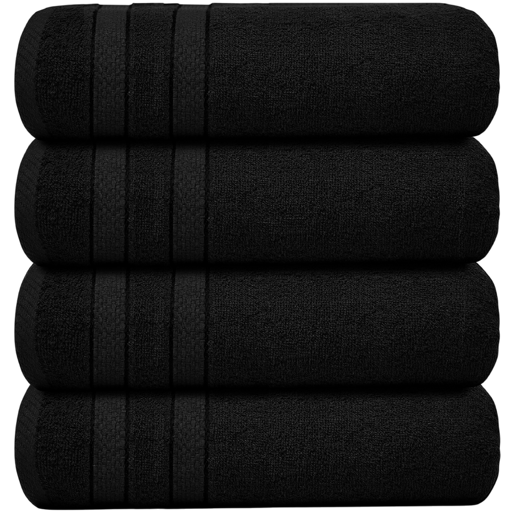 4-Piece Bath Towel Set with Quick Dry Cotton Terry Cloth and Decorative Border - Image 10