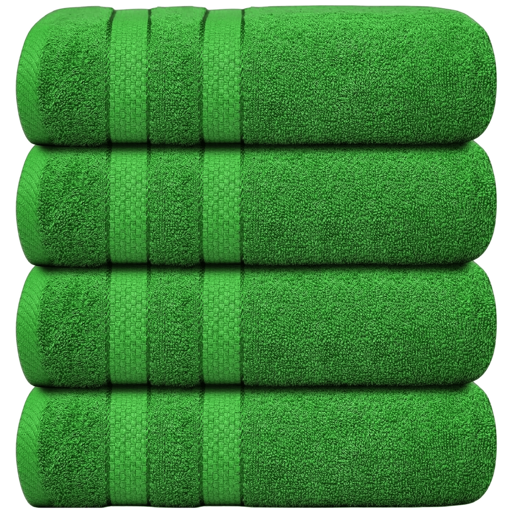 4-Piece Bath Towel Set with Quick Dry Cotton Terry Cloth and Decorative Border - Image 13