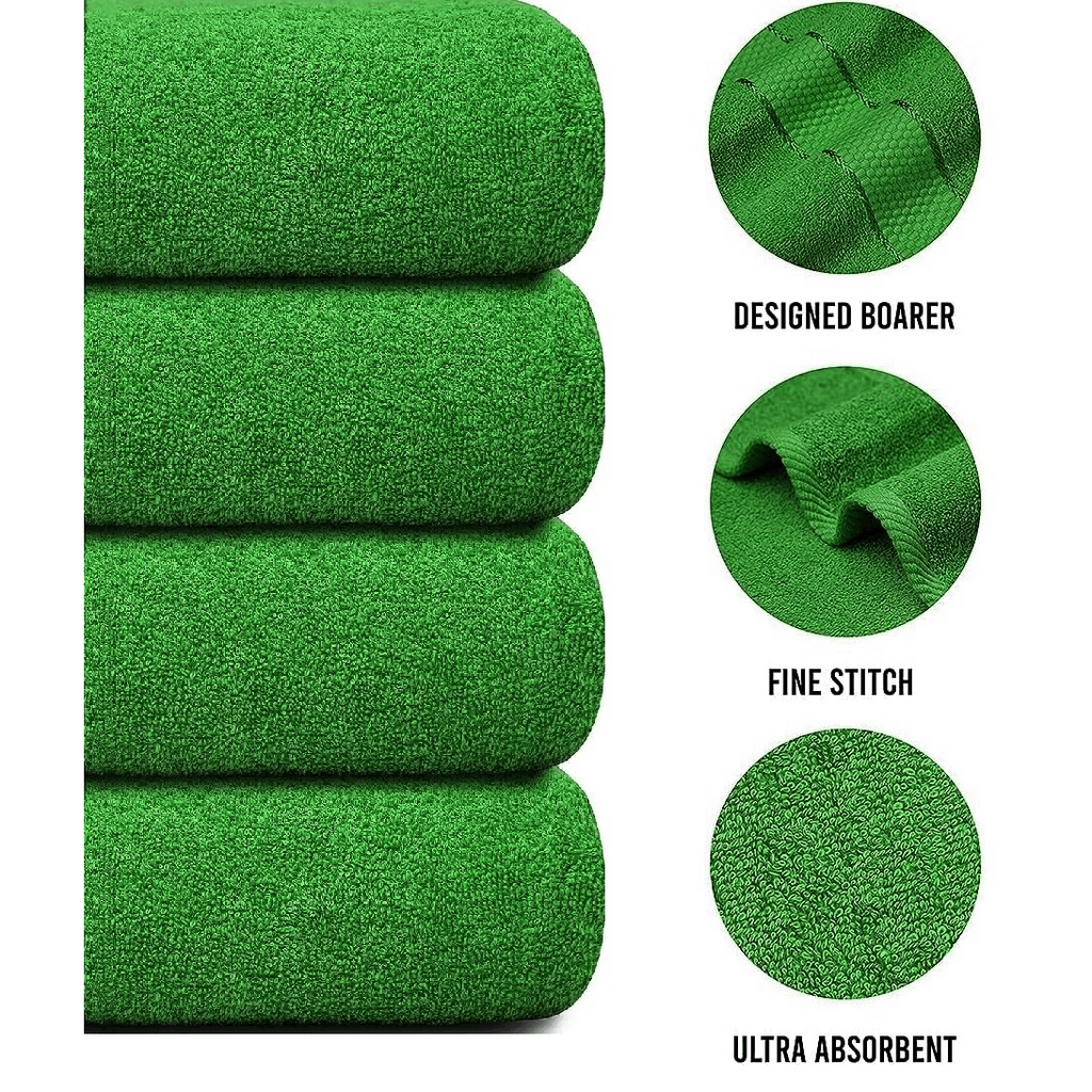 4-Piece Bath Towel Set with Quick Dry Cotton Terry Cloth and Decorative Border - Image 15