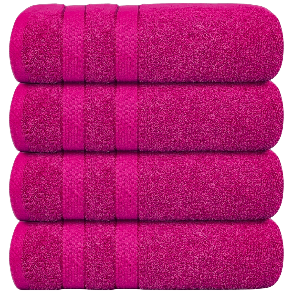4-Piece Bath Towel Set with Quick Dry Cotton Terry Cloth and Decorative Border - Image 16