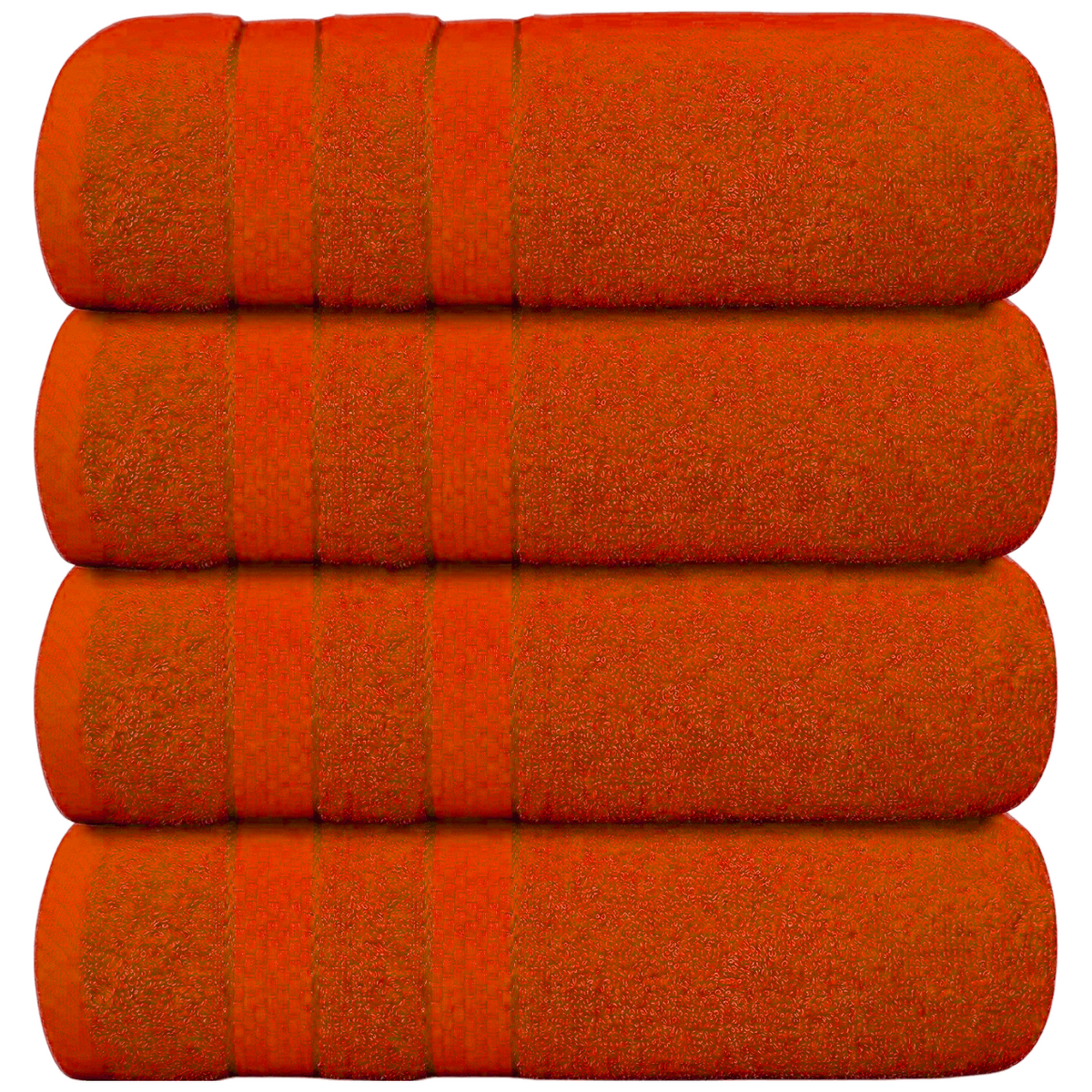 4-Piece Bath Towel Set with Quick Dry Cotton Terry Cloth and Decorative Border - Image 25