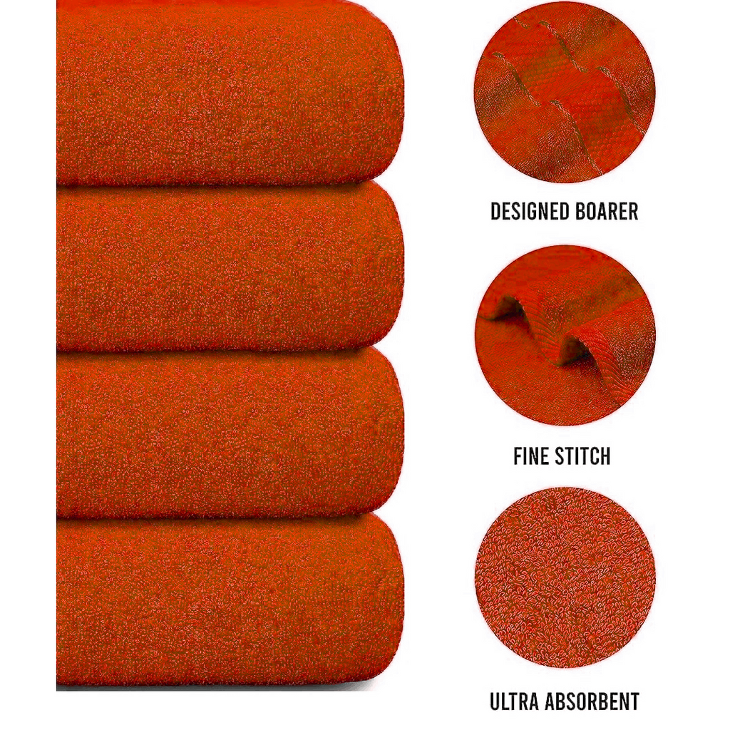 4-Piece Bath Towel Set with Quick Dry Cotton Terry Cloth and Decorative Border - Image 27