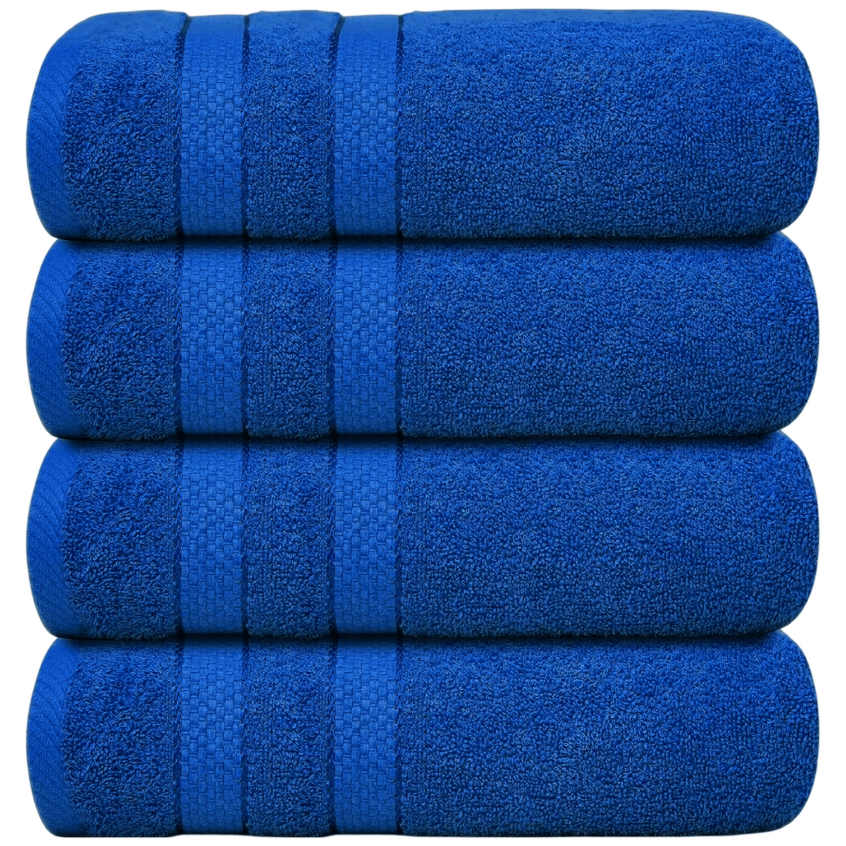 4-Piece Bath Towel Set with Quick Dry Cotton Terry Cloth and Decorative Border - Image 28