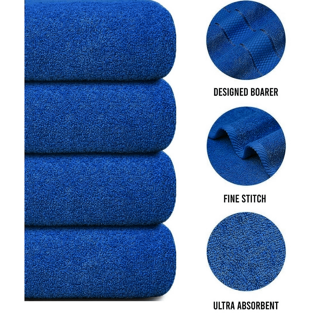 4-Piece Bath Towel Set with Quick Dry Cotton Terry Cloth and Decorative Border - Image 30