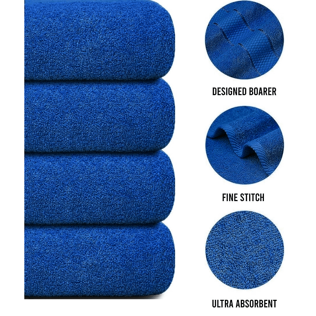 4-Piece Bath Towel Set with Quick Dry Cotton Terry Cloth and Decorative Border - Image 30