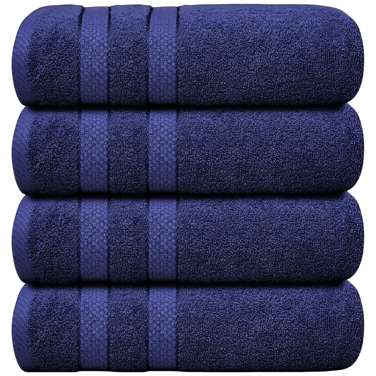 4-Piece Bath Towel Set with Quick Dry Cotton Terry Cloth and Decorative Border - Image 31