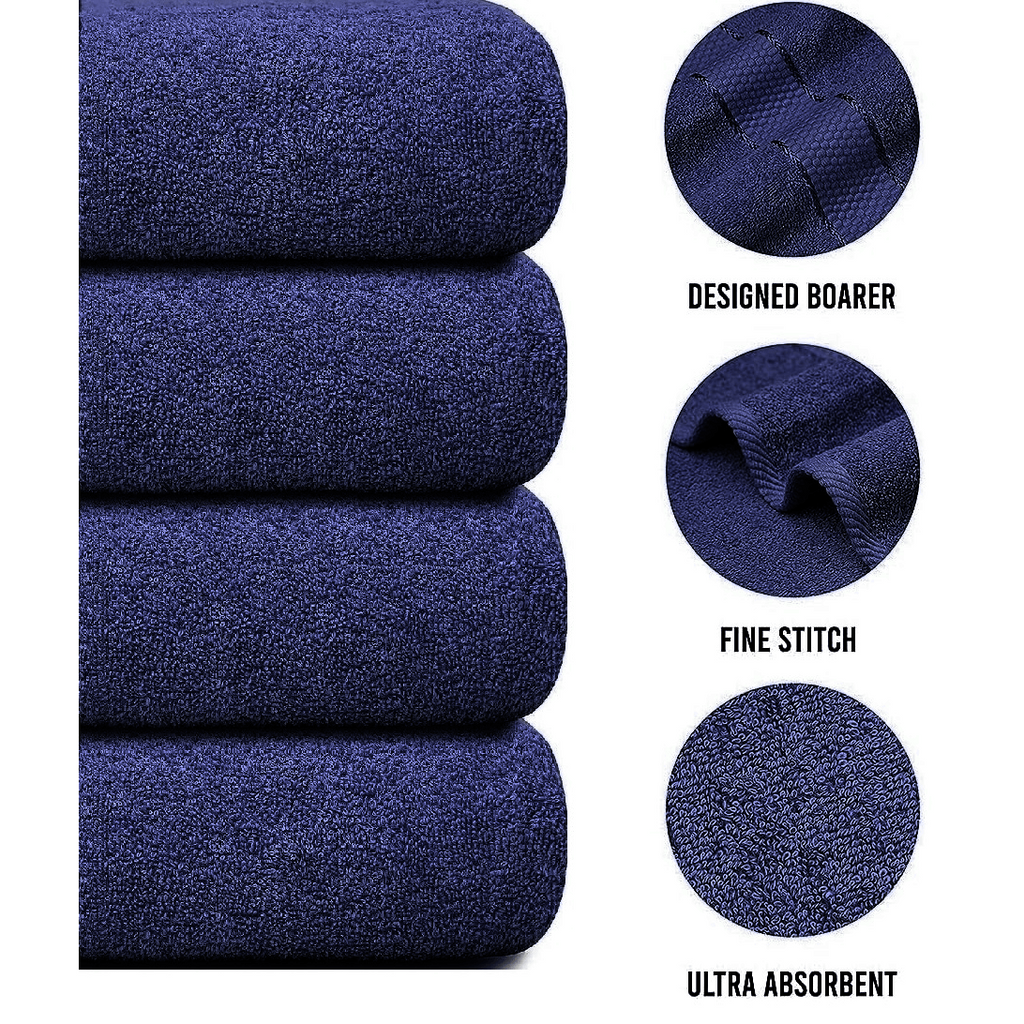 4-Piece Bath Towel Set with Quick Dry Cotton Terry Cloth and Decorative Border - Image 33