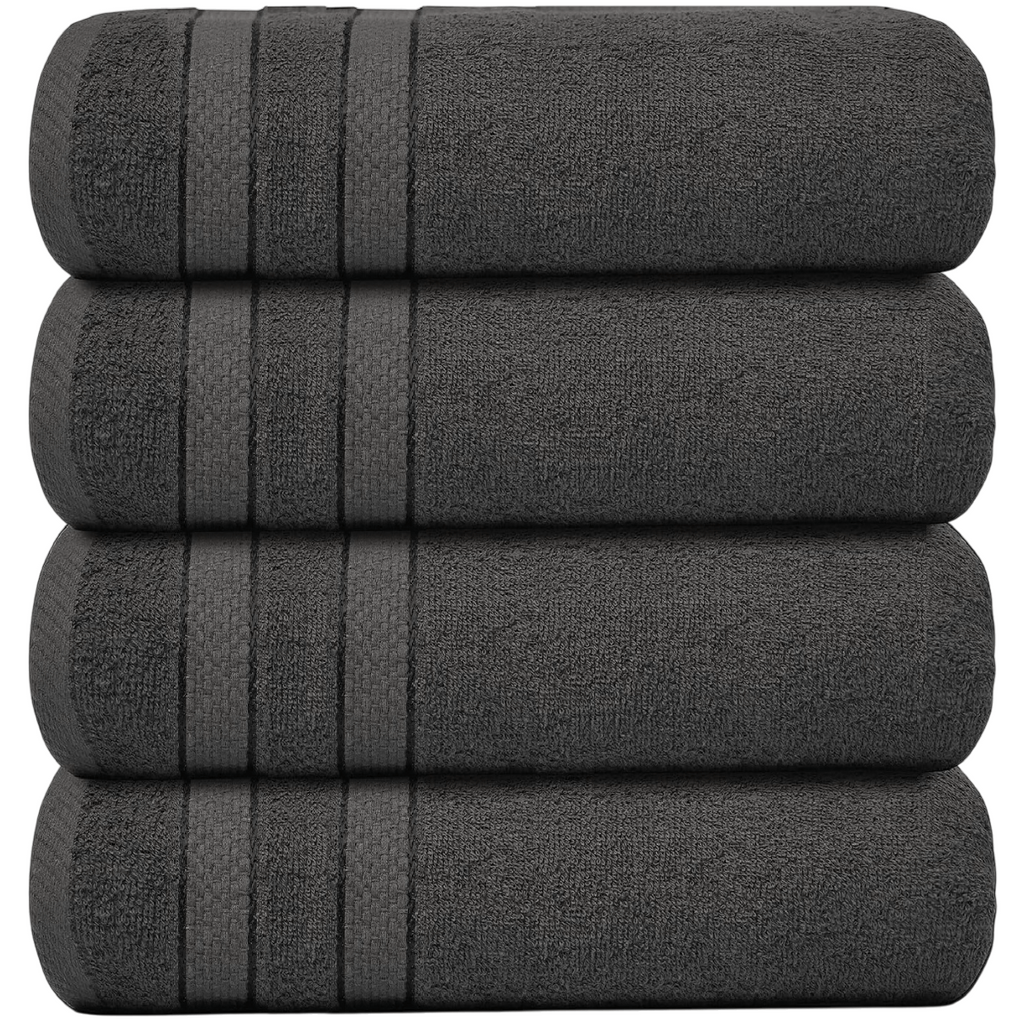 4-Piece Bath Towel Set with Quick Dry Cotton Terry Cloth and Decorative Border - Image 37